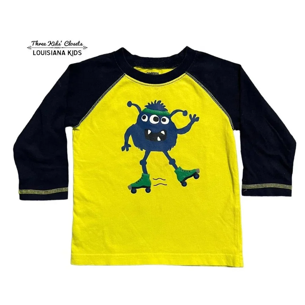 Gymboree 12-18m Roller Skate Monster Raglan Tee Shirt